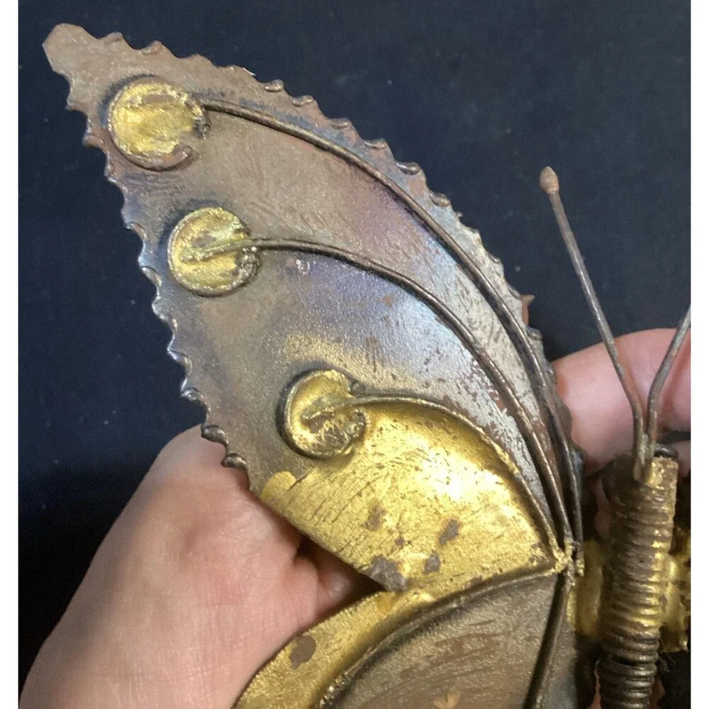 Vintage Metal Art Copper Butterfly Brutalist MCM Wall Decor Rustic Farm Cottage